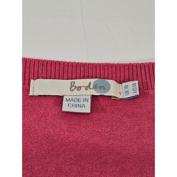 ALK Women's 14 Boden Pink‎ & Orange Button Front Cotton Blend Cardigan Sweater - Picture 6 of 8